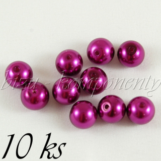Fialové voskované perle 10mm 10ks