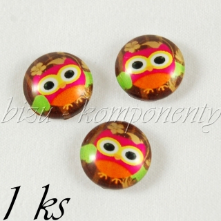 Skleněný kabošon sovička v lese 20mm