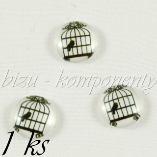 Skleněný kabošon s velkou klecí, 20mm