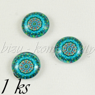 Skleněný kabošon modro-zelený, 20mm