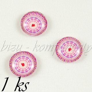 Skleněný kabošon růžový, 20mm