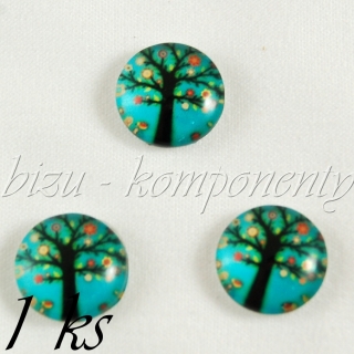 Skleněný kabošon začarovaný strom, 16 mm