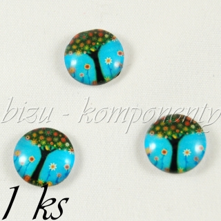 Skleněný kabošon kopretiny pod stromem, 20mm