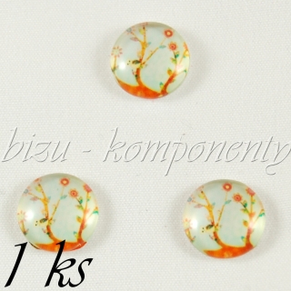 Skleněný kabošon strom se sovičkou, 18 mm