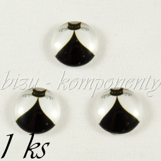 Skleněný kabošon kocour Matěj, 16 mm