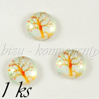 Skleněný kabošon strom v mlze, 18 mm
