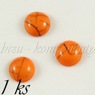 Plastový kabošon kámen oranžový, 14 mm