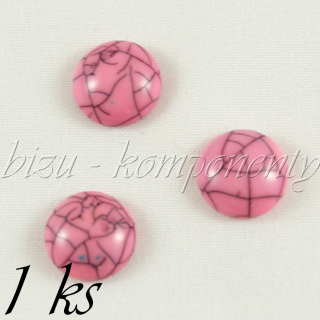 Plastový kabošon kámen růžový, 14 mm