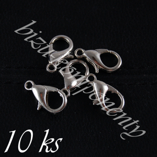 Karabinka platinové barvy 10mm - 10ks