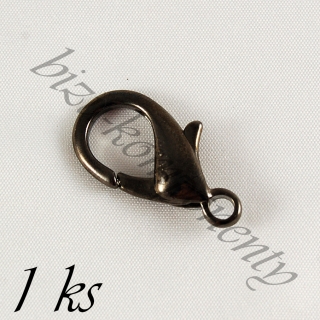 Karabina gunmetalové barvy 15mm - 1ks
