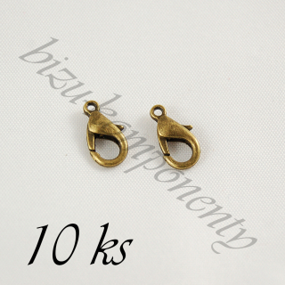 Karabinka bronzové barvy 14mm - 1ks