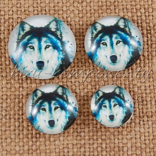 Skleněný kabošon hlava psa 1, 14 mm