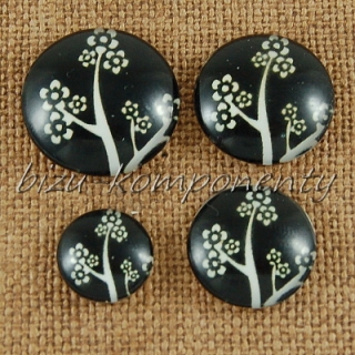 Skleněný kabošon noční květ, 20mm