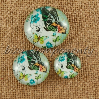 Skleněný kabošon  motýlí, 20mm