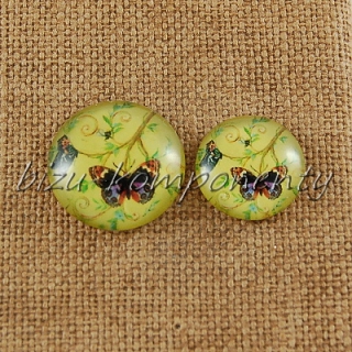 Skleněný kabošon dva motýli , 16mm