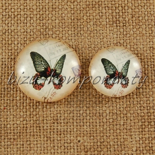 Skleněný kabošon šedohnědý motýl , 16mm