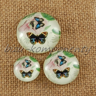 Skleněný kabošon dva motýli , 16mm
