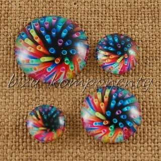 Skleněný kabošon barevná brčka, 10 mm