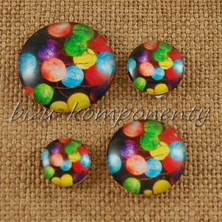 Skleněný kabošon barevné bubliny, 10 mm