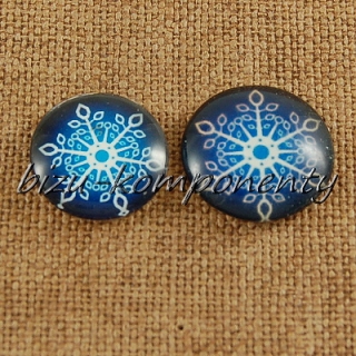 Skleněný kabošon vločka 3, 20mm