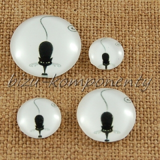 Skleněný kabošon číhající kočička 12 mm