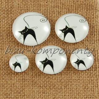 Skleněný kabošon rozčílená kočka 16 mm