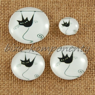 Skleněný kabošon kočka na sňůře 10 mm
