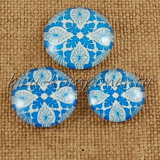 Skleněný kabošon modrý vzor 6, 10 mm