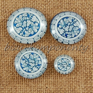 Skleněný kabošon modrý vzor 10, 18 mm