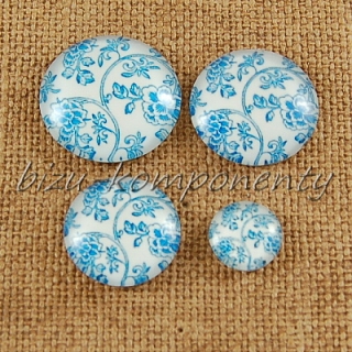 Skleněný kabošon modrý květ 3,16 mm