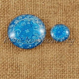 Skleněný kabošon modrý , 10 mm