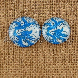 Skleněný kabošon s trochou fantazie modrý drak  20mm