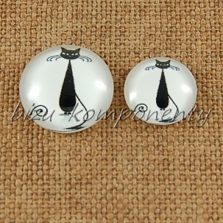 Skleněný kabošon sedící kočka 4, 14 mm