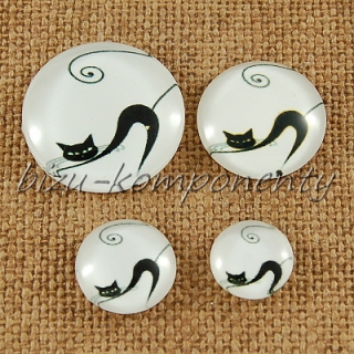 Skleněný kabošon protahující se kočka 1 16 mm