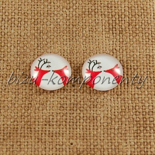 Skleněný kabošon líbající se sobi , 12 mm