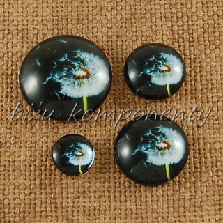 Skleněný kabošon pampeliška v noci, 12 mm
