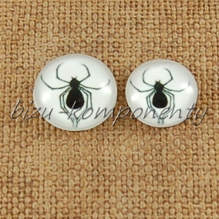 Skleněný kabošon pavouček, 14 mm