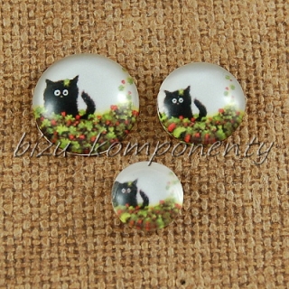 Skleněný kabošon kočička v trávě 2, 8mm