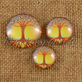 Skleněný kabošon sluneční strom, 12 mm
