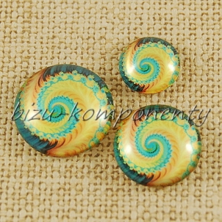 Skleněný kabošon žlutá spirála, 10mm