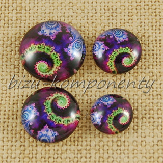 Skleněný kabošon  spirála, 10 mm