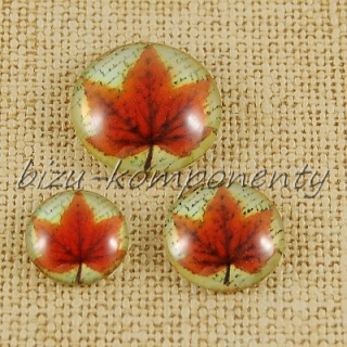 Skleněný kabošon list kaštanu, 14 mm