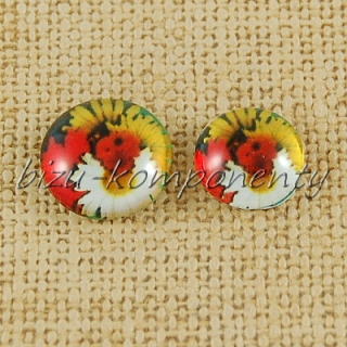 Skleněný kabošon kopretiny, 10 mm