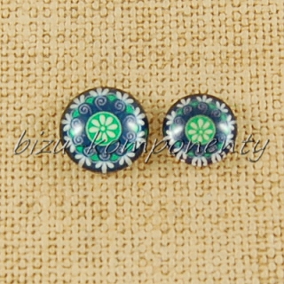 Skleněný kabošon modro-zelený, 10 mm