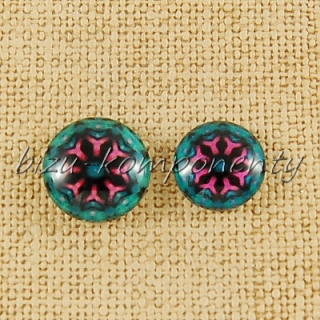 Skleněný kabošon modro-zelený, 12 mm