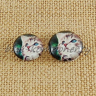 Skleněný kabošon hlava kočky 10, 12mm
