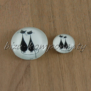 Skleněný kabošon dvě kočky, 18 mm