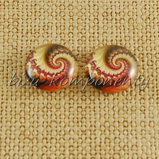 Skleněný kabošon hnědá spirála, 10mm