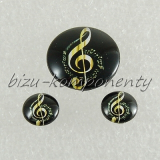 Skleněný kabošon houslový klíč, 12 mm