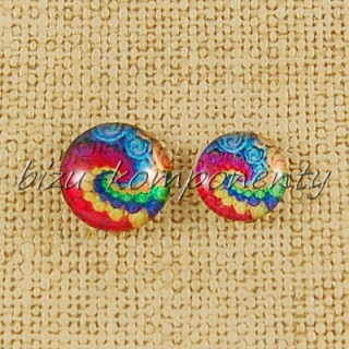 Skleněný kabošon spirála,14 mm